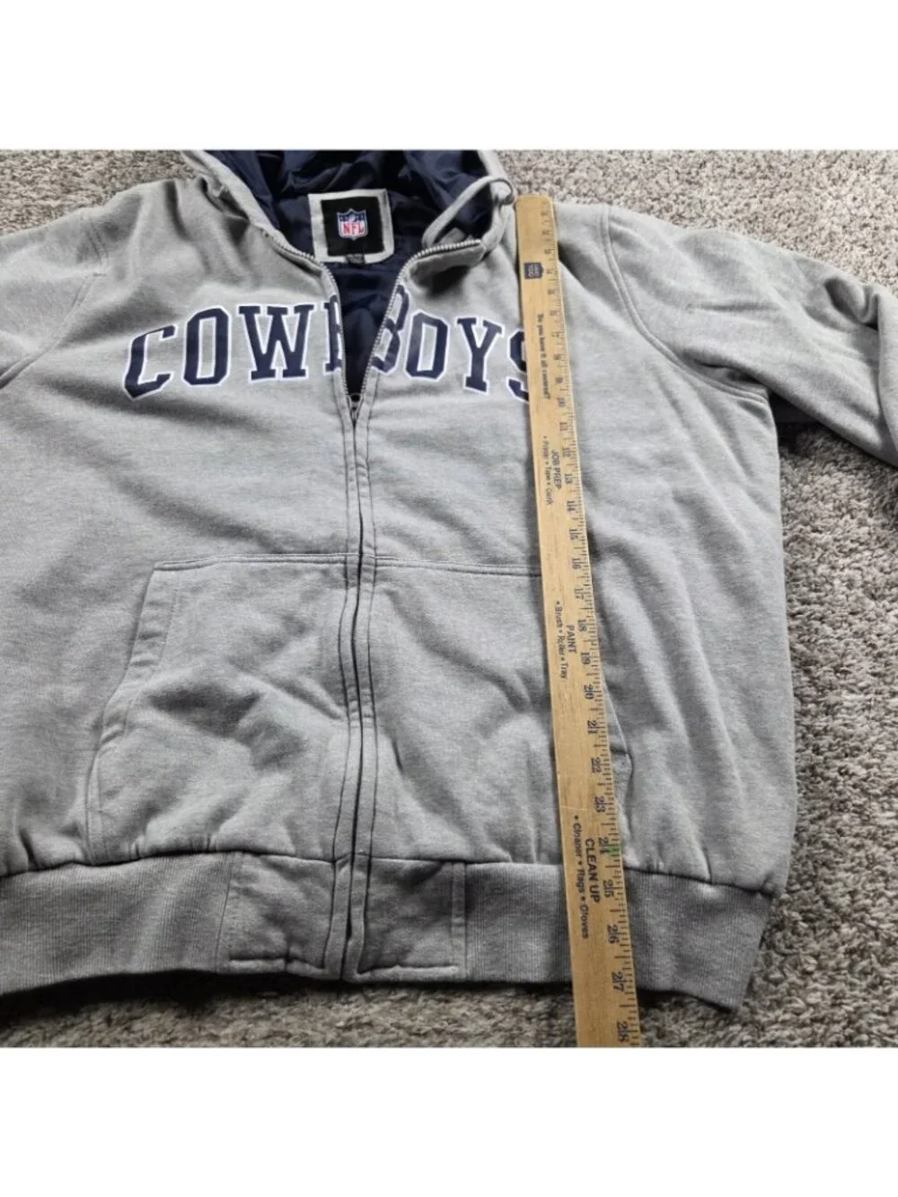 Dallas Cowboys Jacket Men's 2XL Gray NFL Apparel Full Zip Hoodie Insulated